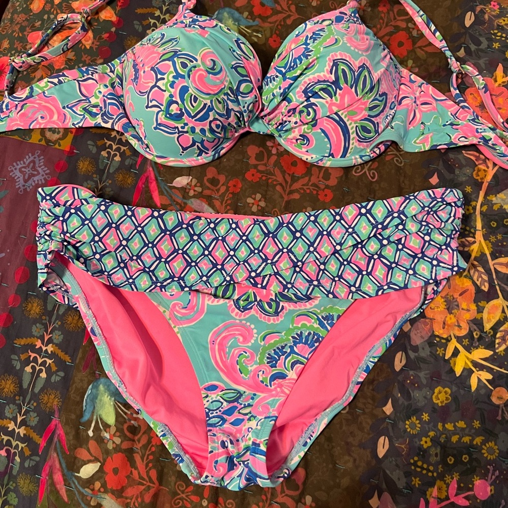 Lilly Pulitzer bikini bottom 14 top 12 EUC